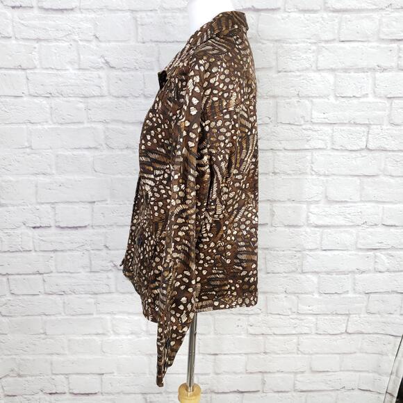 Chico's Sz 3 Brown Animal Print Stretch Cotton Jacket Chico's Sz XL 16 - Picture 6 of 14